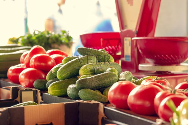 水果和蔬菜销售在商店,义卖市场.美味的农产品.